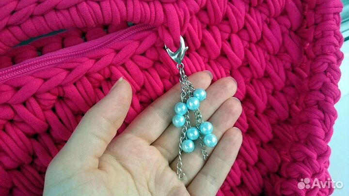 Вязаная сумка Фуксия handmade