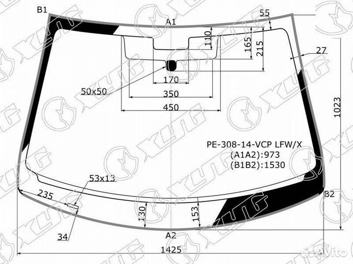 Стекло лобовое peugeot 308 5D HBK 14