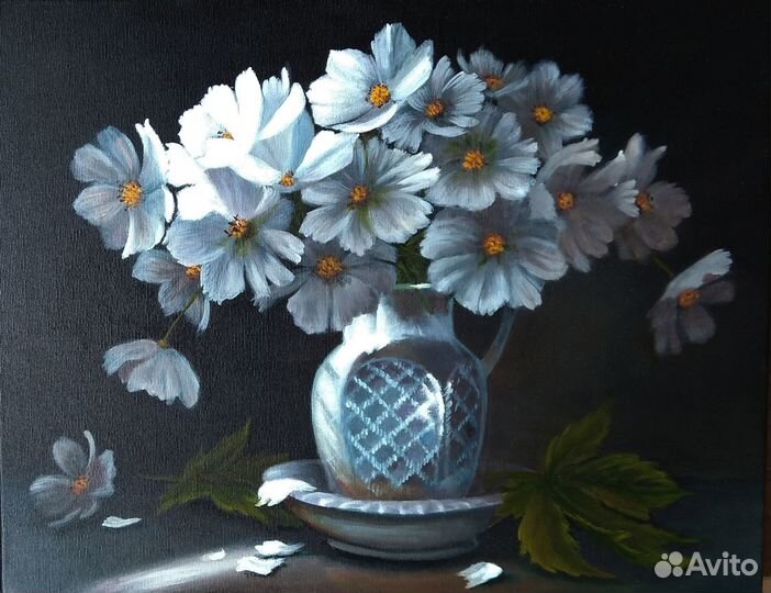 Картина маслом на холсте цветы интерьерные