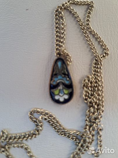 Кулон перегородчатая эмаль на цепочке СССР