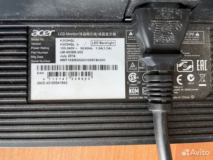 Монитор acer k202hql