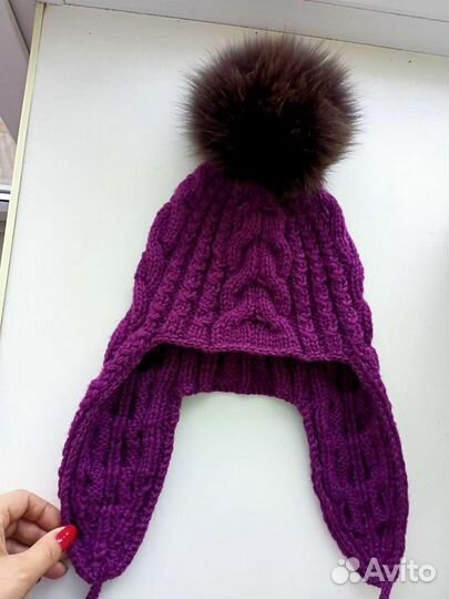 Вязанные детские комплекты шапка+снуд