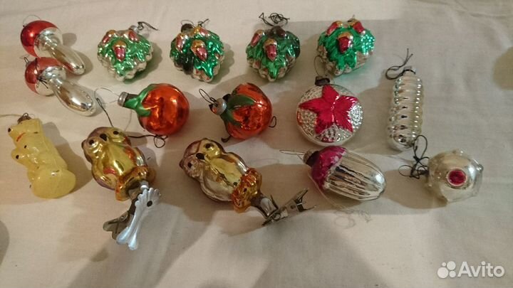 Советские стеклянные ёлочные украшения 50-х-70-х