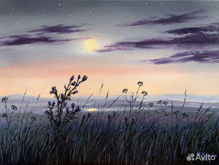 Картина маслом 30 на 40, Светлая ночь