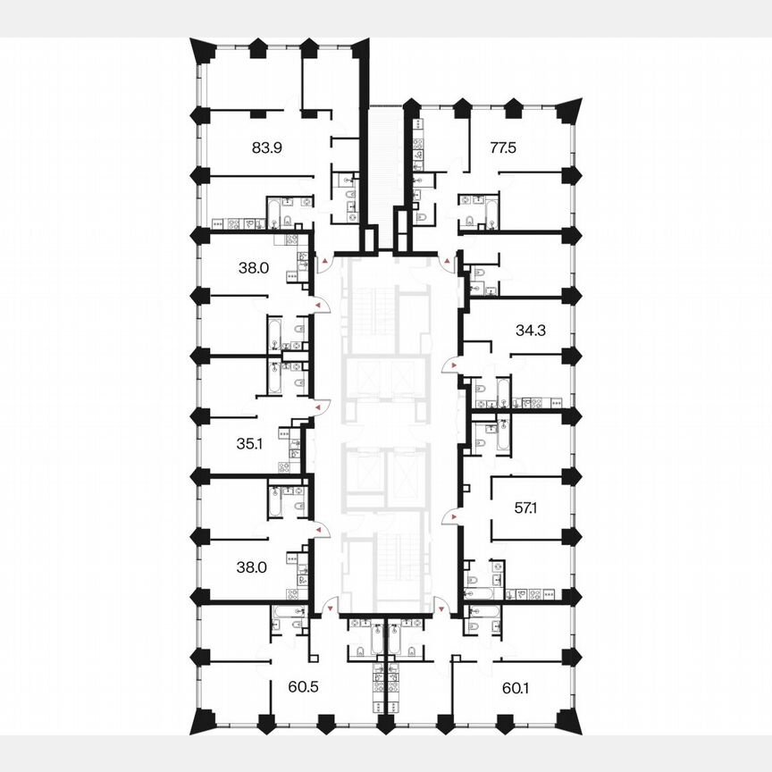 3-к. квартира, 77,5 м², 8/44 эт.