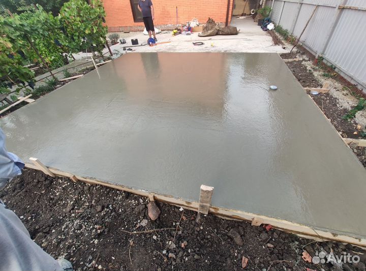 Бетонные работы, отмостка, площадка, фундамент