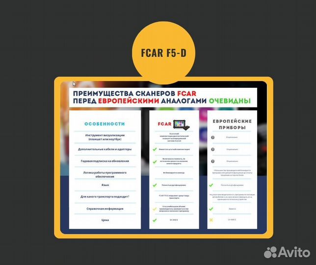 Мультимарочный автосканер fcar F5-D