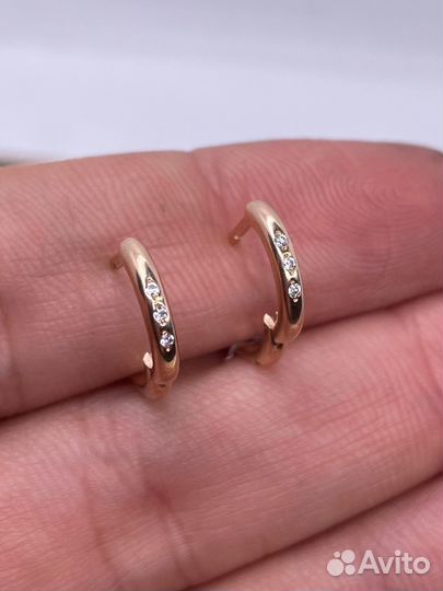 Золотые серьги детские 1.90 гр