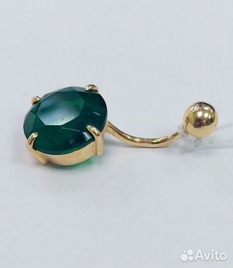 Пирсинг с синтетическим камнем Золото