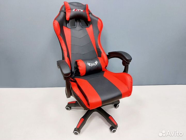 Компьютерное кресло красного цвета с массажем