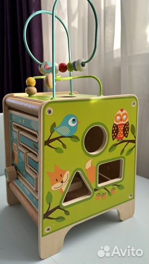 Бизиборд куб деревянный