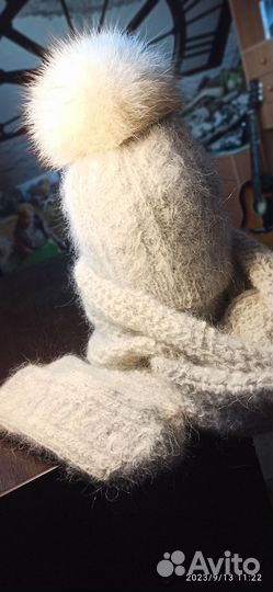 Шапочки, варежки, снуд из пуха бобтейла