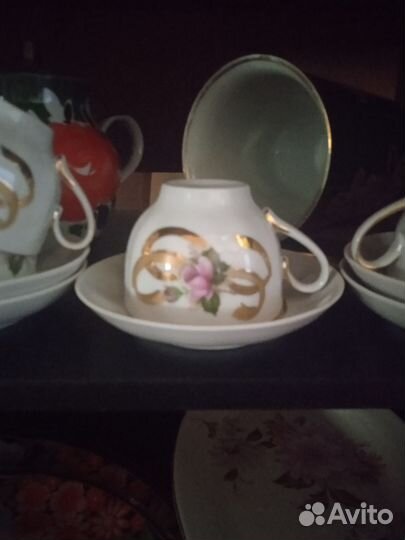 Кофейная пара костяной фарфор Дулево СССР