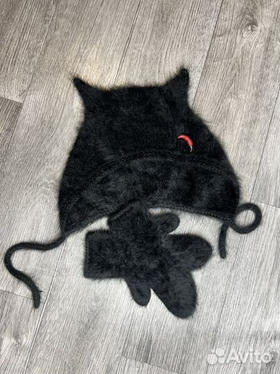 Шапка с ушками капор варежки