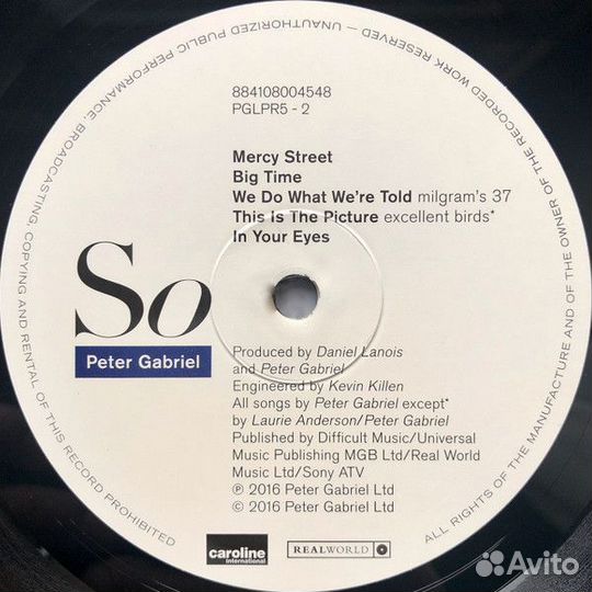 Peter Gabriel - So (1986/2016) LP