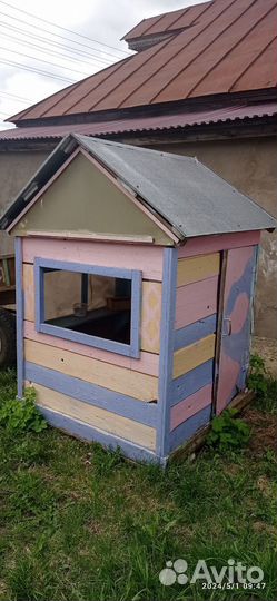 Детский игровой домик уличный деревянный