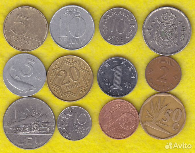 Иностранные монеты (лоты № 077 А,Б,В,Г,Д)