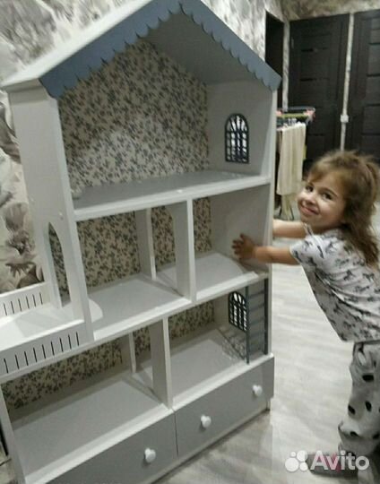 Кукольный домик Стеллаж с ящиками