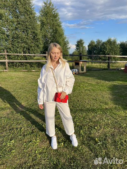 Летний хлопковый костюм женский белый