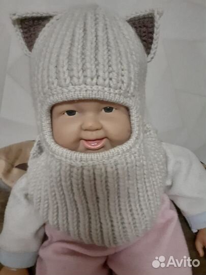 Шапка- балаклава детская с ушками кошки