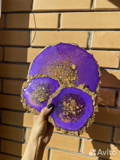 Подстаканники и тарелка из эпоксидной смолы