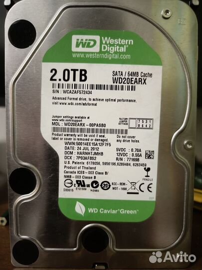 Жесткий диск WD Caviar Green 2TB