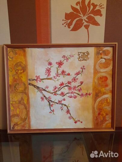 Картина Ветка сакуры, акварель, 64х53