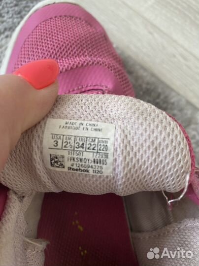Кроссовки reebok для девочки