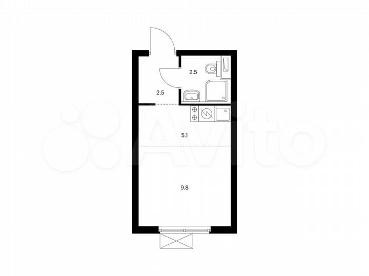 Квартира-студия, 19,9 м², 2/33 эт.