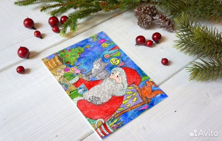 Набор открыток для посткроссинга 6 штук новогодних