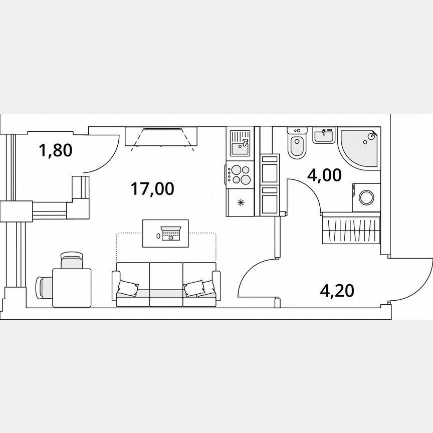 Квартира-студия, 28,2 м², 10/13 эт.
