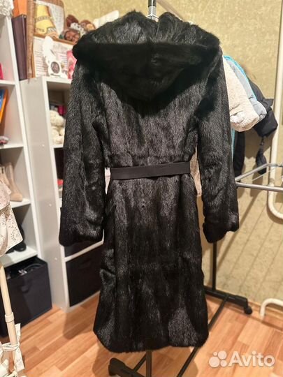 Шуба норковая с капюшоном