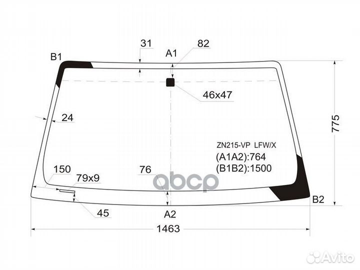 Стекло лобовое в клей toyota hilux pick-UP CAB