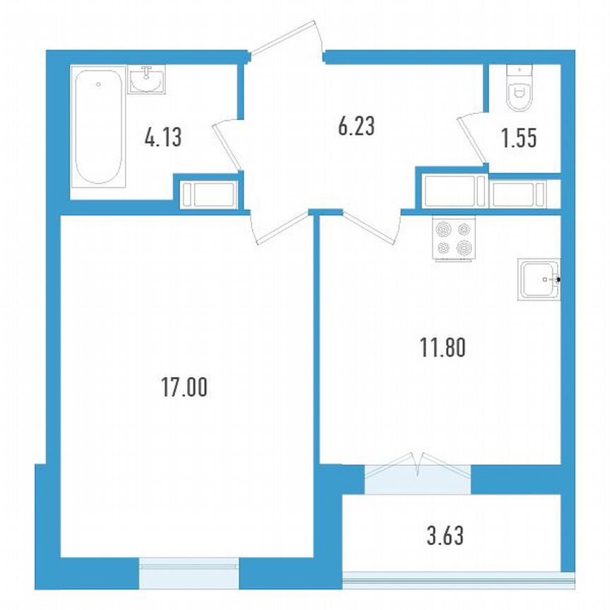 1-к. квартира, 42 м², 11/19 эт.