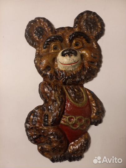 Олимпийский мишка СССР панно сувенир свинец