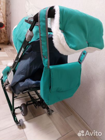 Санки коляска с колесами новые