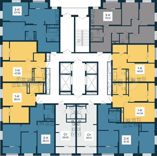 2-к. квартира, 67,8 м², 11/25 эт.