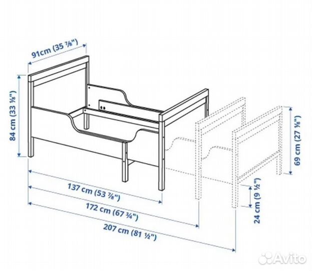 Детская кровать IKEA сундвик с матрацем