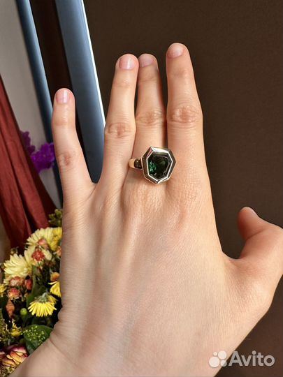 Золотой комплект с турмалином