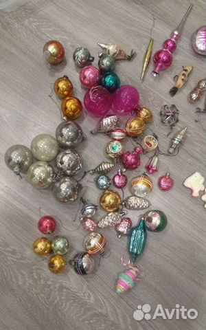 Елочные игрушки СССР на прищепке, стеклянные шары