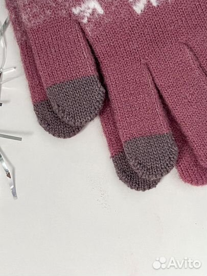 Перчатки женские сенсорные розовые