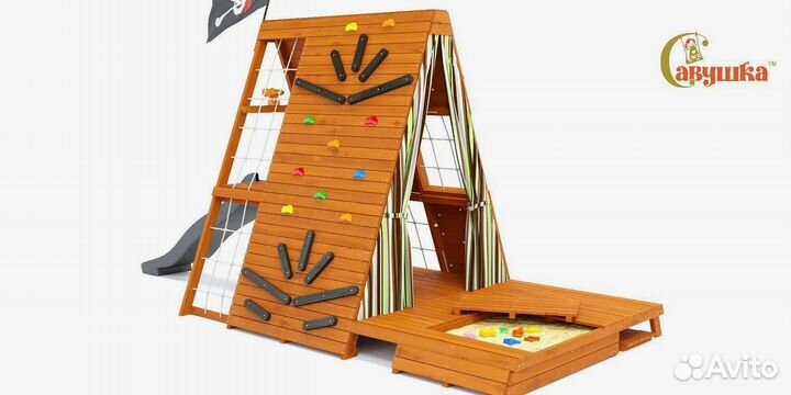 Игровой домик с крышей горка Савушка База 4