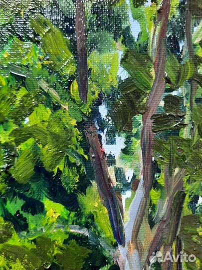 Яблоня и Груша Картина маслом деревья 20 на 30 см