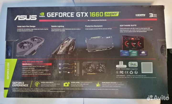 Видеокарта gtx 1660 super 6 Gb asus Dual