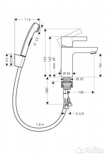 Hansgrohe Metris S с гигиеническим душем