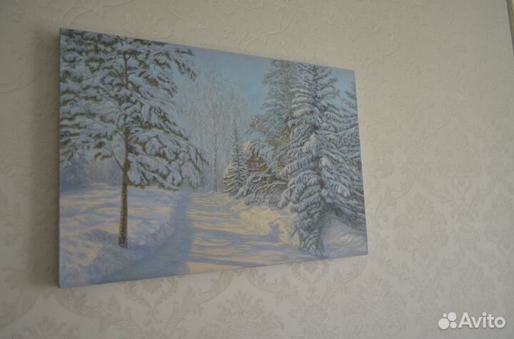 Картина маслом на холсте зимний пейзаж