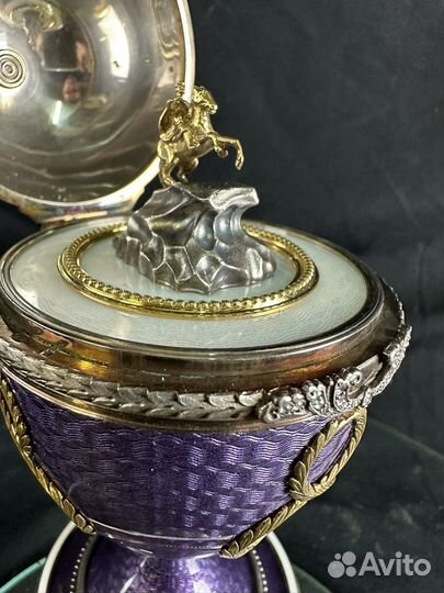 Яйцо серебро с эмалью, брильянты.Фаберже 91