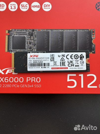 Adata XPG SX6000 Pro M.2 SSD 512 GB