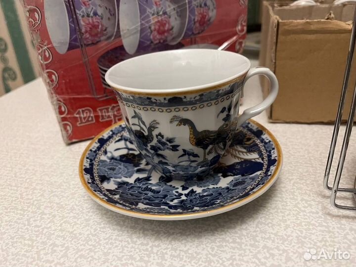 Набор чашки с блюдцем фарфор