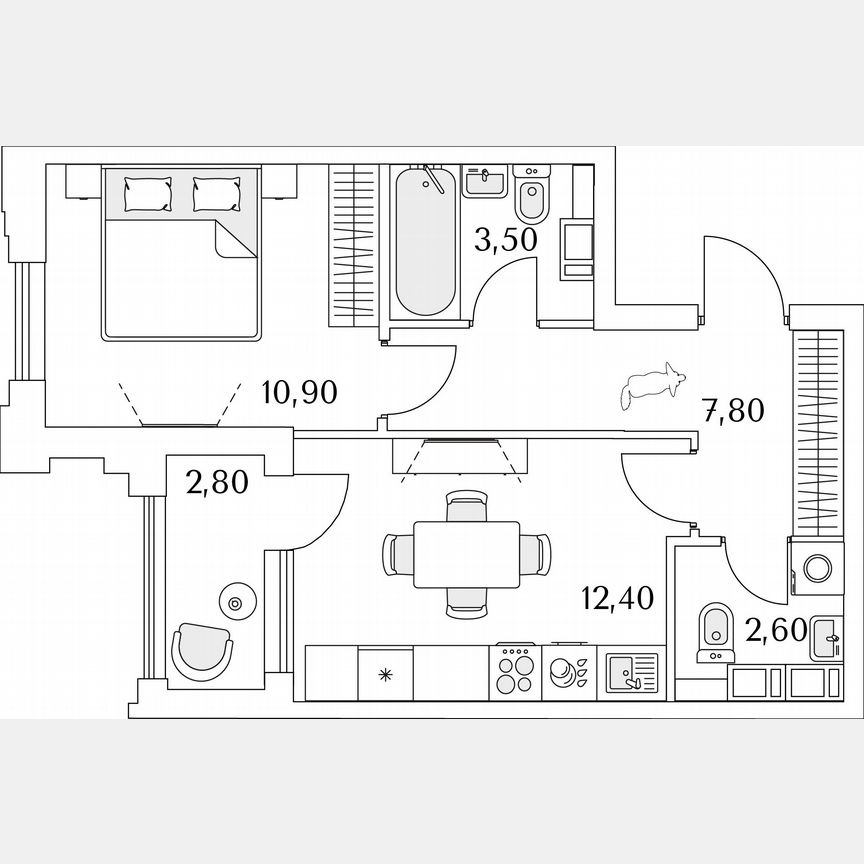 1-к. квартира, 38,6 м², 10/13 эт.